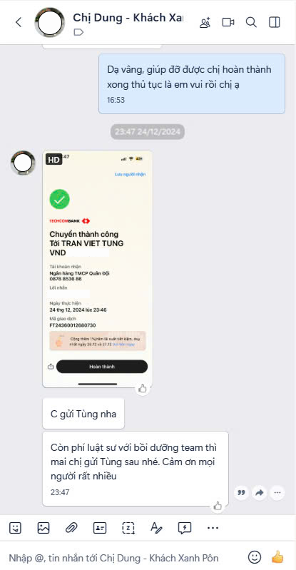 Chi Dung khach Xanh Pon