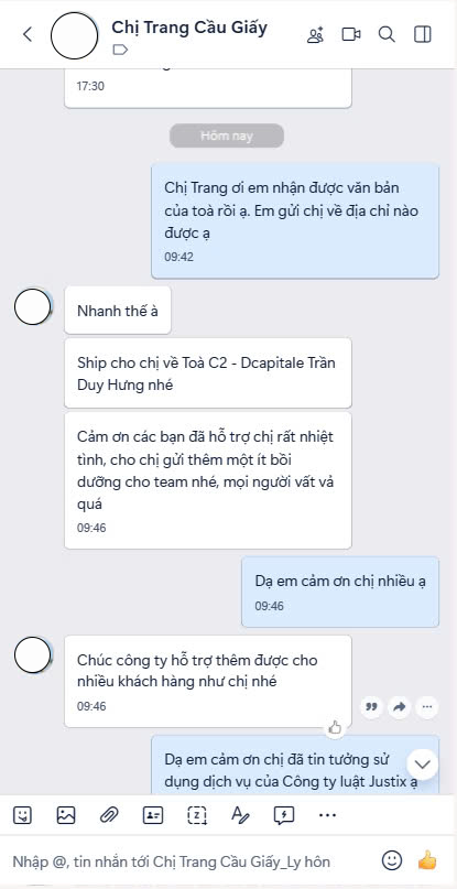 Chi Trang Cau Giay Ly hon